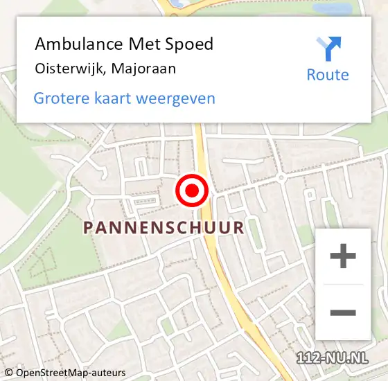 Locatie op kaart van de 112 melding: Ambulance Met Spoed Naar Oisterwijk, Majoraan op 28 mei 2016 04:20