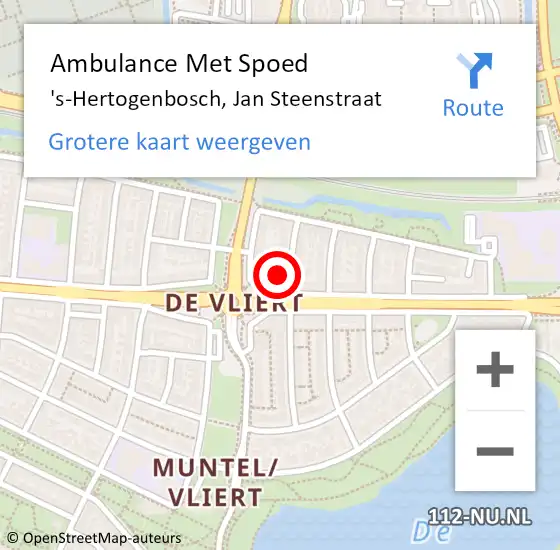 Locatie op kaart van de 112 melding: Ambulance Met Spoed Naar 's-Hertogenbosch, Jan Steenstraat op 28 mei 2016 04:26