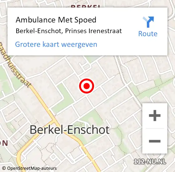 Locatie op kaart van de 112 melding: Ambulance Met Spoed Naar Berkel-Enschot, Prinses Irenestraat op 28 mei 2016 04:40