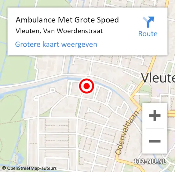 Locatie op kaart van de 112 melding: Ambulance Met Grote Spoed Naar Vleuten, Van Woerdenstraat op 28 mei 2016 07:38
