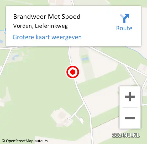 Locatie op kaart van de 112 melding: Brandweer Met Spoed Naar Vorden, Lieferinkweg op 28 mei 2016 07:57