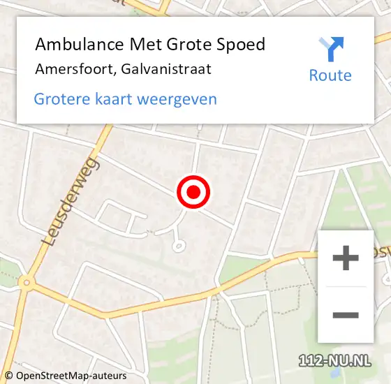 Locatie op kaart van de 112 melding: Ambulance Met Grote Spoed Naar Amersfoort, Galvanistraat op 28 mei 2016 08:46