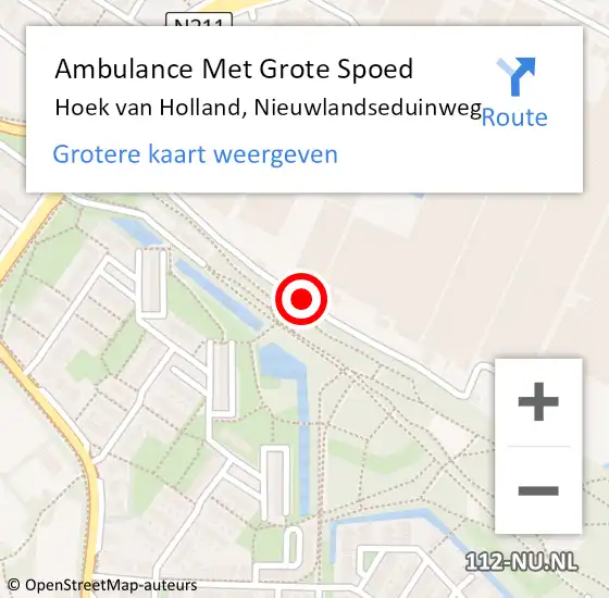 Locatie op kaart van de 112 melding: Ambulance Met Grote Spoed Naar Hoek van Holland, Nieuwlandseduinweg op 28 mei 2016 08:56