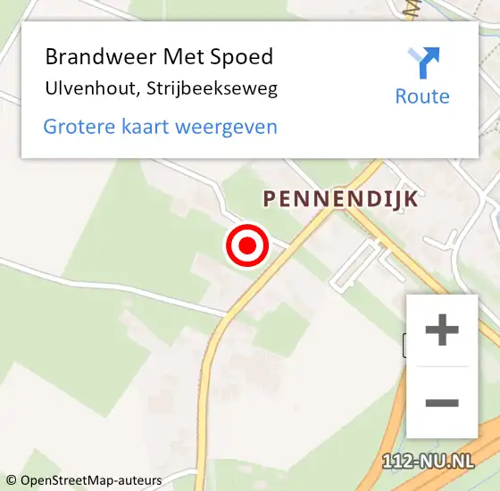 Locatie op kaart van de 112 melding: Brandweer Met Spoed Naar Ulvenhout, Strijbeekseweg op 28 mei 2016 09:35