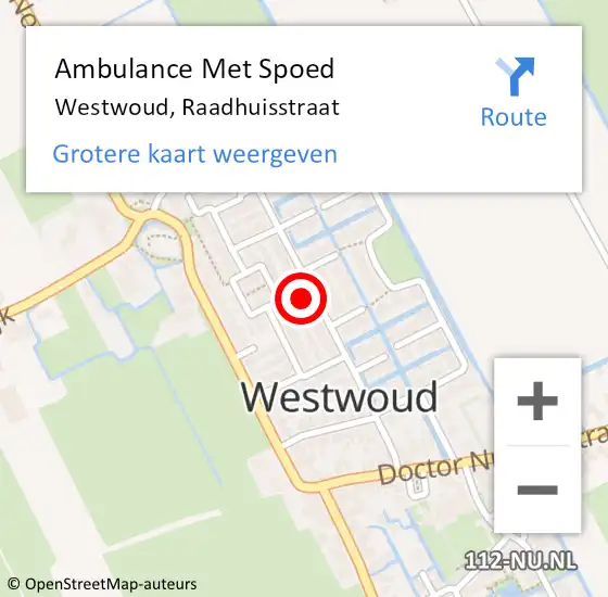 Locatie op kaart van de 112 melding: Ambulance Met Spoed Naar Westwoud, Raadhuisstraat op 28 mei 2016 09:44