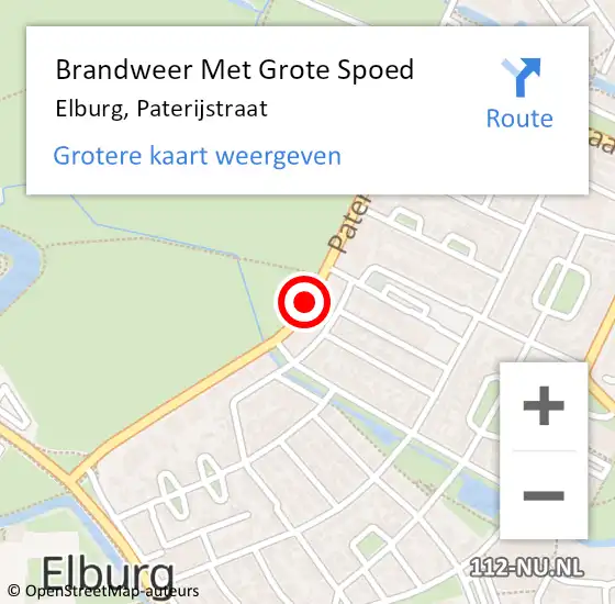 Locatie op kaart van de 112 melding: Brandweer Met Grote Spoed Naar Elburg, Paterijstraat op 16 december 2013 13:51