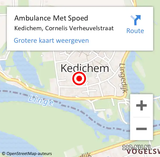 Locatie op kaart van de 112 melding: Ambulance Met Spoed Naar Kedichem, Cornelis Verheuvelstraat op 28 mei 2016 10:47