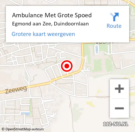 Locatie op kaart van de 112 melding: Ambulance Met Grote Spoed Naar Egmond aan Zee, Duindoornlaan op 28 mei 2016 10:48