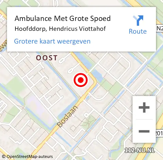 Locatie op kaart van de 112 melding: Ambulance Met Grote Spoed Naar Hoofddorp, Hendricus Viottahof op 16 december 2013 13:57