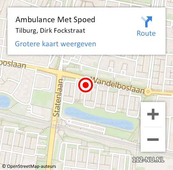 Locatie op kaart van de 112 melding: Ambulance Met Spoed Naar Tilburg, Dirk Fockstraat op 28 mei 2016 11:17