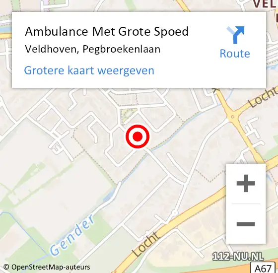 Locatie op kaart van de 112 melding: Ambulance Met Grote Spoed Naar Veldhoven, Pegbroekenlaan op 28 mei 2016 11:53