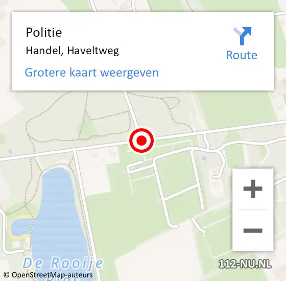 Locatie op kaart van de 112 melding: Politie Handel, Haveltweg op 28 mei 2016 12:55