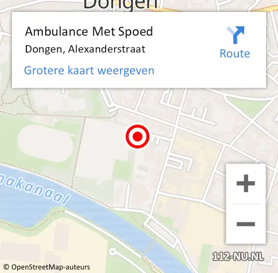 Locatie op kaart van de 112 melding: Ambulance Met Spoed Naar Dongen, Alexanderstraat op 28 mei 2016 13:28