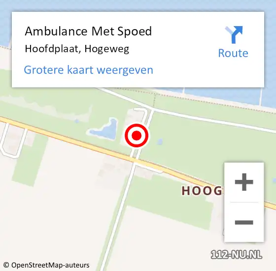 Locatie op kaart van de 112 melding: Ambulance Met Spoed Naar Hoofdplaat, Hogeweg op 28 mei 2016 15:17