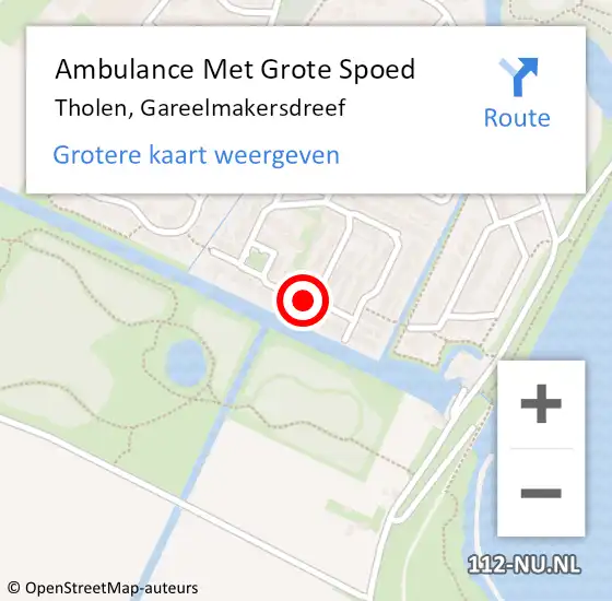 Locatie op kaart van de 112 melding: Ambulance Met Grote Spoed Naar Tholen, Gareelmakersdreef op 28 mei 2016 15:20