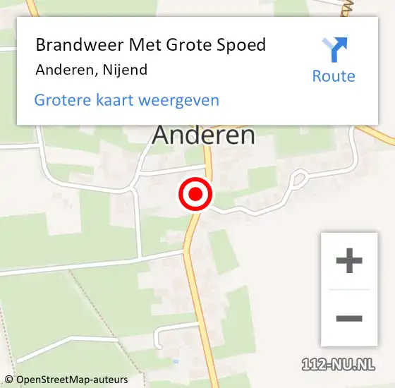 Locatie op kaart van de 112 melding: Brandweer Met Grote Spoed Naar Anderen, Nijend op 28 mei 2016 15:52