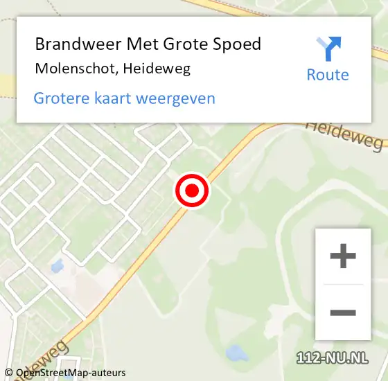 Locatie op kaart van de 112 melding: Brandweer Met Grote Spoed Naar Molenschot, Heideweg op 28 mei 2016 15:56