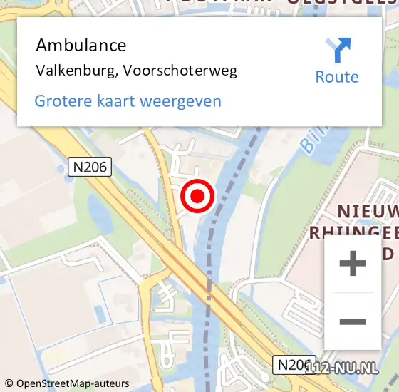 Locatie op kaart van de 112 melding: Ambulance Valkenburg, Voorschoterweg op 28 mei 2016 16:24