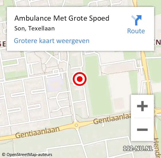 Locatie op kaart van de 112 melding: Ambulance Met Grote Spoed Naar Son, Texellaan op 28 mei 2016 16:44