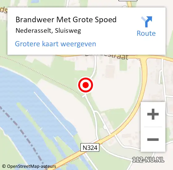 Locatie op kaart van de 112 melding: Brandweer Met Grote Spoed Naar Nederasselt, Sluisweg op 28 mei 2016 17:33