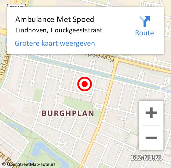 Locatie op kaart van de 112 melding: Ambulance Met Spoed Naar Eindhoven, Houckgeeststraat op 28 mei 2016 17:33
