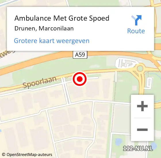 Locatie op kaart van de 112 melding: Ambulance Met Grote Spoed Naar Drunen, Marconilaan op 16 december 2013 14:32