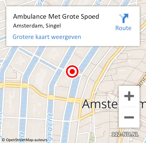 Locatie op kaart van de 112 melding: Ambulance Met Grote Spoed Naar Amsterdam, Singel op 28 mei 2016 18:15
