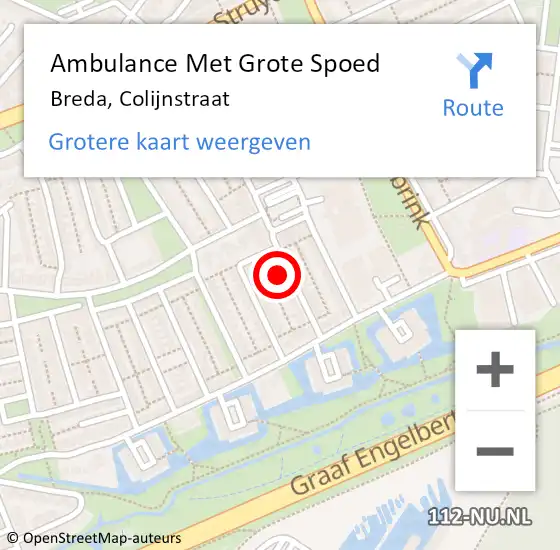 Locatie op kaart van de 112 melding: Ambulance Met Grote Spoed Naar Breda, Colijnstraat op 28 mei 2016 18:20