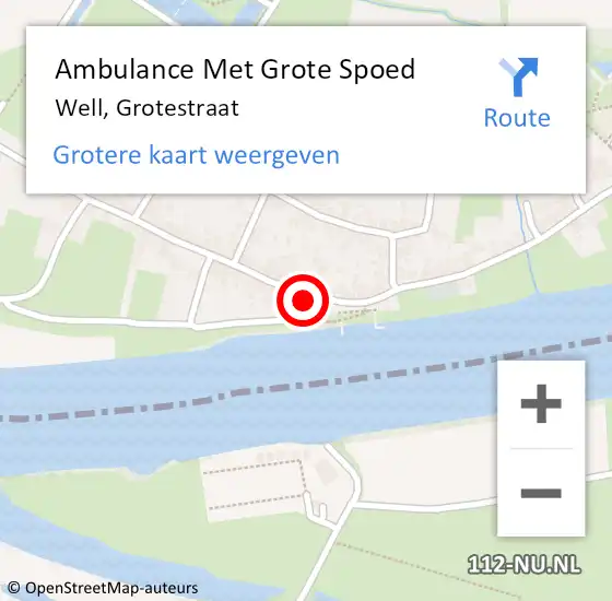 Locatie op kaart van de 112 melding: Ambulance Met Grote Spoed Naar Well, Grotestraat op 28 mei 2016 18:27