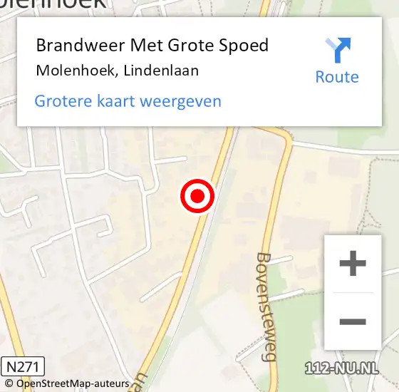 Locatie op kaart van de 112 melding: Brandweer Met Grote Spoed Naar Molenhoek, Lindenlaan op 28 mei 2016 18:42