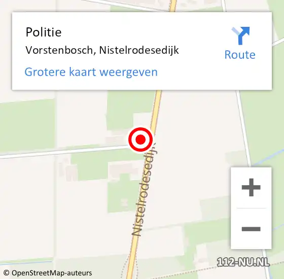 Locatie op kaart van de 112 melding: Politie Vorstenbosch, Nistelrodesedijk op 28 mei 2016 18:53