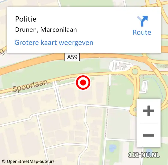 Locatie op kaart van de 112 melding: Politie Drunen, Marconilaan op 16 december 2013 14:39