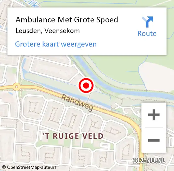 Locatie op kaart van de 112 melding: Ambulance Met Grote Spoed Naar Leusden, Veensekom op 28 mei 2016 19:39