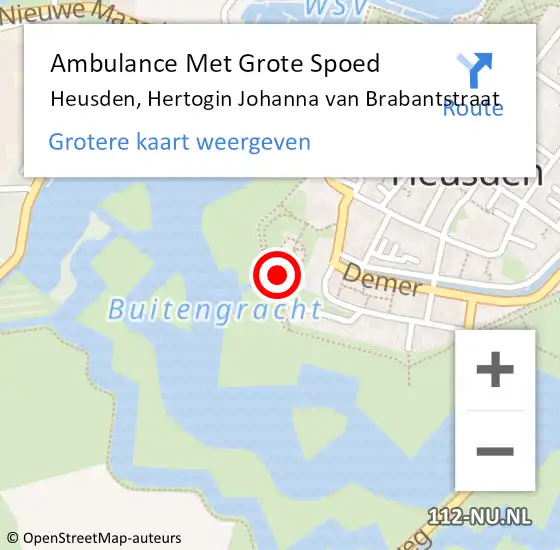 Locatie op kaart van de 112 melding: Ambulance Met Grote Spoed Naar Heusden, Hertogin Johanna van Brabantstraat op 28 mei 2016 19:49