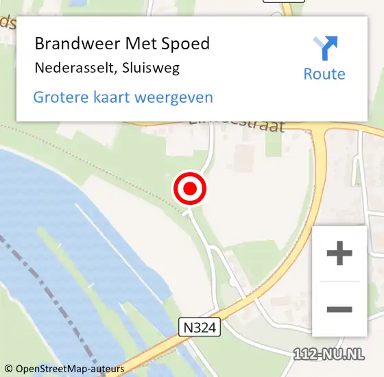 Locatie op kaart van de 112 melding: Brandweer Met Spoed Naar Nederasselt, Sluisweg op 28 mei 2016 19:59