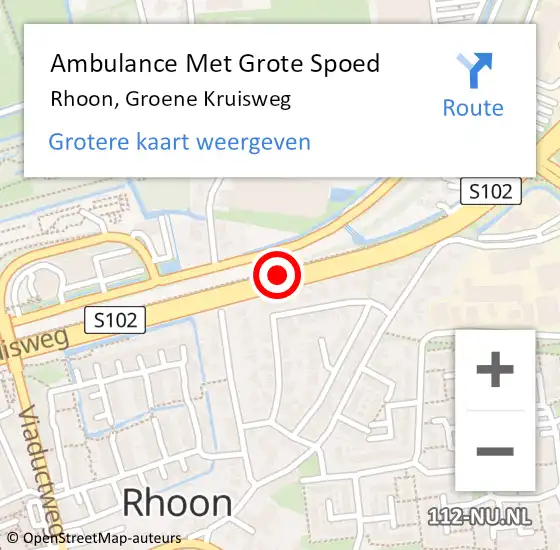 Locatie op kaart van de 112 melding: Ambulance Met Grote Spoed Naar Rhoon, Groene Kruisweg op 28 mei 2016 20:51