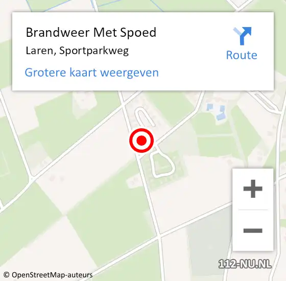 Locatie op kaart van de 112 melding: Brandweer Met Spoed Naar Laren, Sportparkweg op 28 mei 2016 21:02