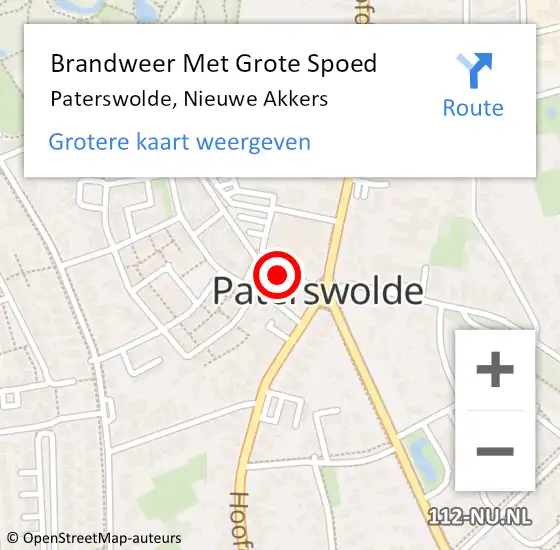 Locatie op kaart van de 112 melding: Brandweer Met Grote Spoed Naar Paterswolde, Nieuwe Akkers op 16 december 2013 14:47