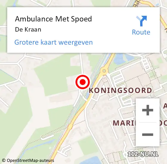 Locatie op kaart van de 112 melding: Ambulance Met Spoed Naar De Kraan op 28 mei 2016 21:53