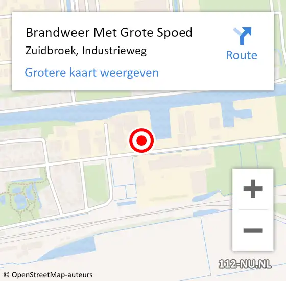 Locatie op kaart van de 112 melding: Brandweer Met Grote Spoed Naar Zuidbroek, Industrieweg op 28 mei 2016 22:30