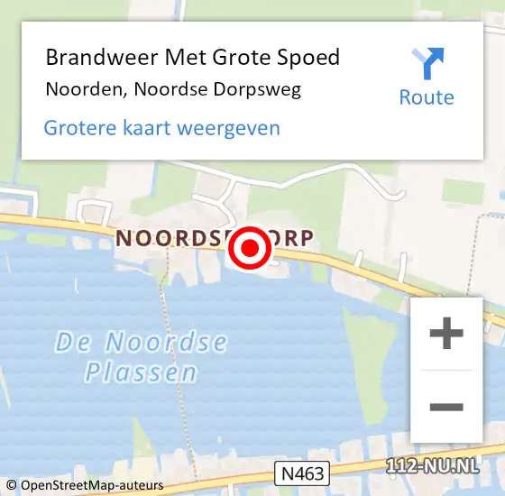 Locatie op kaart van de 112 melding: Brandweer Met Grote Spoed Naar Noorden, Noordse Dorpsweg op 28 mei 2016 22:52