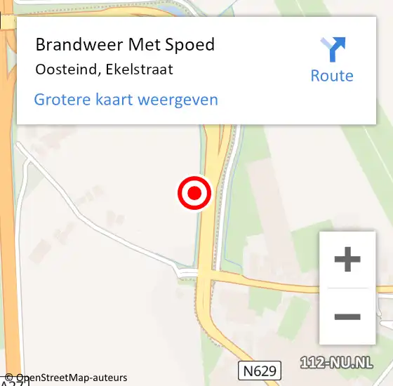 Locatie op kaart van de 112 melding: Brandweer Met Spoed Naar Oosteind, Ekelstraat op 28 mei 2016 23:05