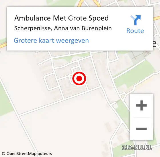 Locatie op kaart van de 112 melding: Ambulance Met Grote Spoed Naar Scherpenisse, Anna van Burenplein op 28 mei 2016 23:27