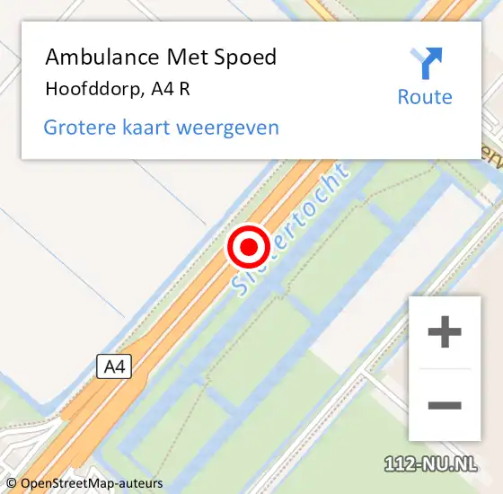 Locatie op kaart van de 112 melding: Ambulance Met Spoed Naar Hoofddorp, A4 L op 29 mei 2016 00:37