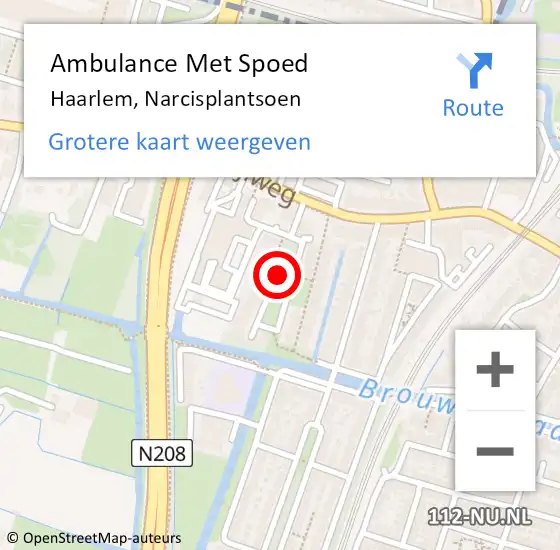 Locatie op kaart van de 112 melding: Ambulance Met Spoed Naar Haarlem, Narcisplantsoen op 29 mei 2016 00:54