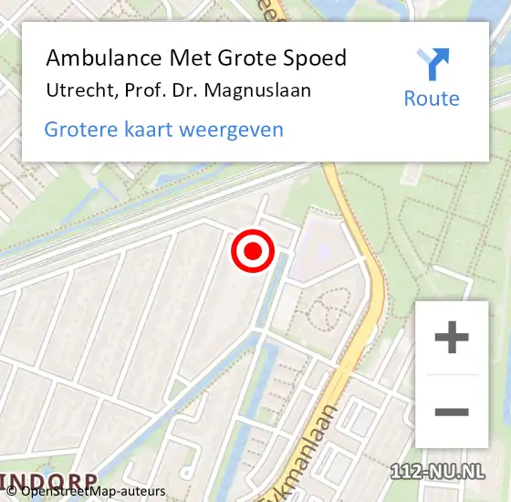 Locatie op kaart van de 112 melding: Ambulance Met Grote Spoed Naar Utrecht, Prof. Dr. Magnuslaan op 29 mei 2016 02:41