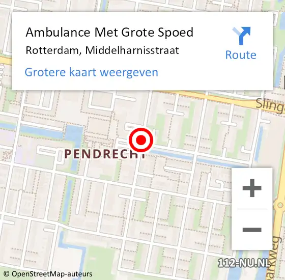 Locatie op kaart van de 112 melding: Ambulance Met Grote Spoed Naar Rotterdam, Middelharnisstraat op 29 mei 2016 03:01