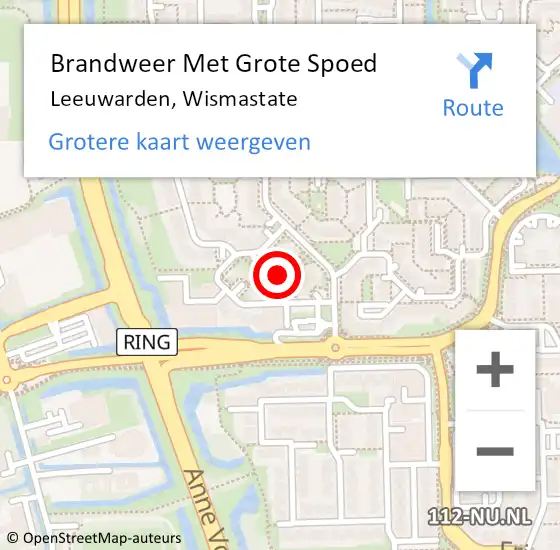 Locatie op kaart van de 112 melding: Brandweer Met Grote Spoed Naar Leeuwarden, Wismastate op 29 mei 2016 05:11