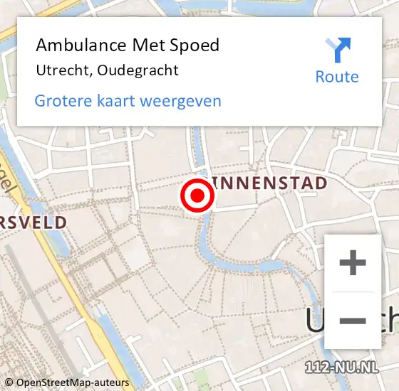 Locatie op kaart van de 112 melding: Ambulance Met Spoed Naar Utrecht, Oudegracht op 29 mei 2016 05:57