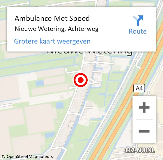 Locatie op kaart van de 112 melding: Ambulance Met Spoed Naar Nieuwe Wetering, Achterweg op 29 mei 2016 06:47